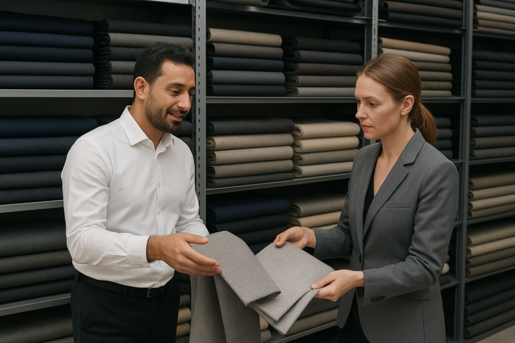 Selecting premium fabrics for FW25 with a Turkish clothing manufacturer.