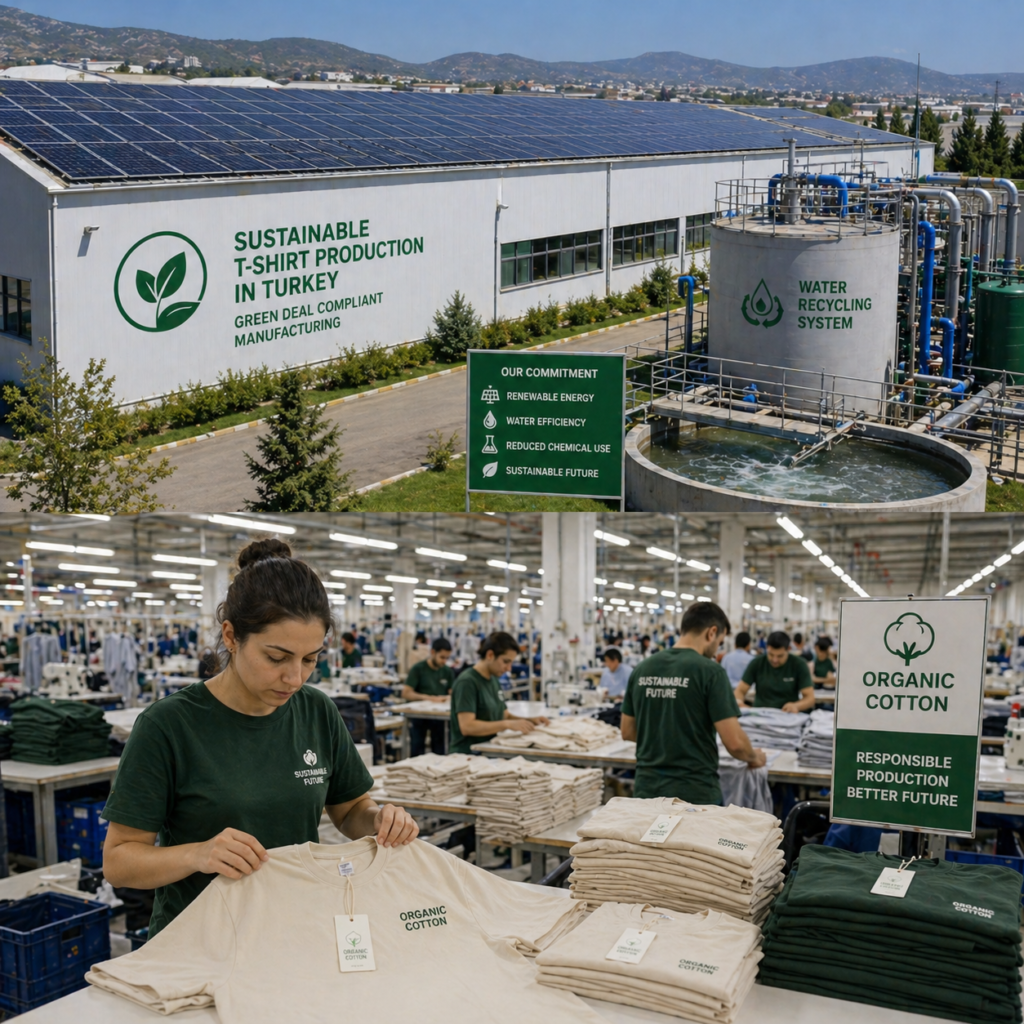 Sustainable t-shirt production in a Turkish Green Deal compliant factory with solar panels and water recycling