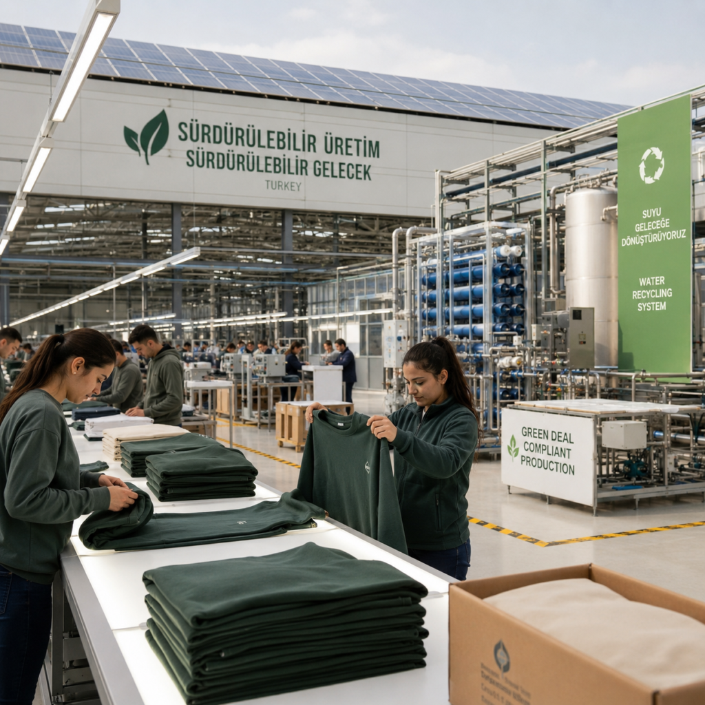 Sustainable sweatshirt production in a Turkish Green Deal compliant factory with solar panels