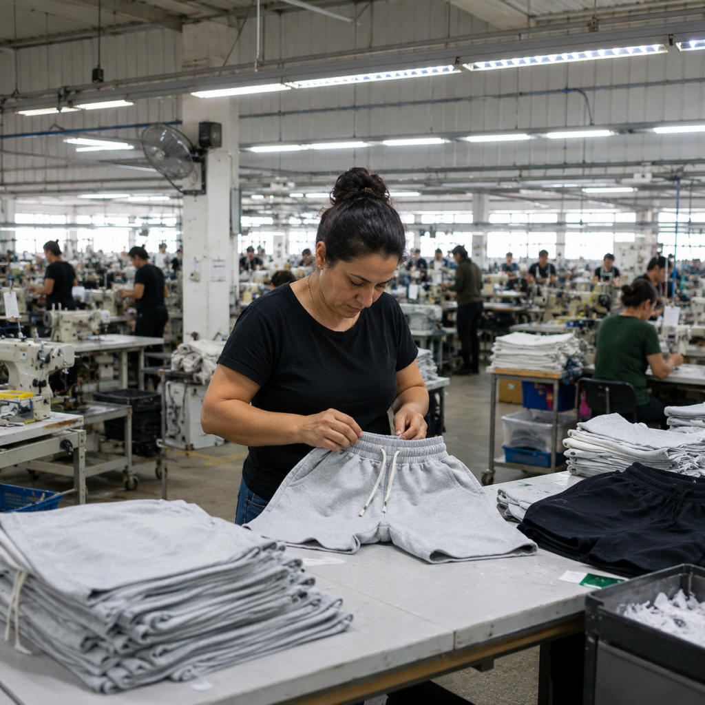 Sustainable streetwear shorts production in a Turkish Green Deal compliant factory